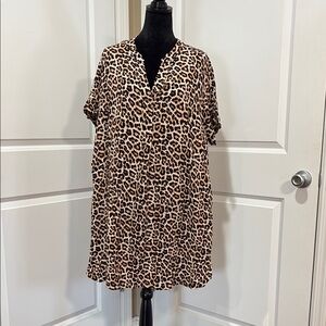 Leopard Print Short Sleeve Dress